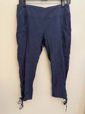 Brisas 22" Capri‎ Womens Large Blue Cotton Spandex Athlesiure Pull-on